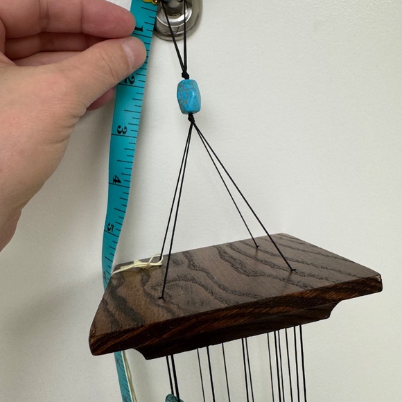 WOODSTOCK MYSTIC SPIRAL TURQUOISE Stone WIND CHIMES Wood Metal Feng Shui NIB NEW - Picture 5 of 17